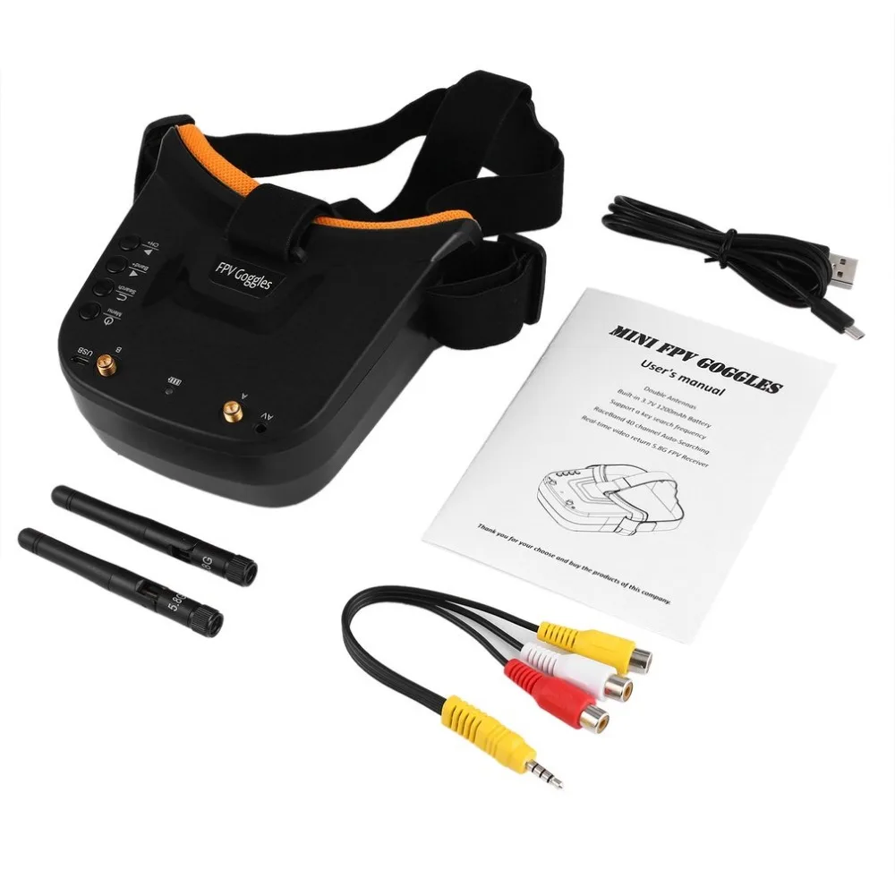 

Mini 5.8G 5in 40CH FPV Auto-searching Goggles Headset Receiver Monitor with Dual Antenna for RC Racing Drone Aircraft UAV