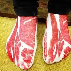 1 пара для женщин мужчин Забавные 3D свинины МАСО бекон Low Cut повседневное носки до щиколотки