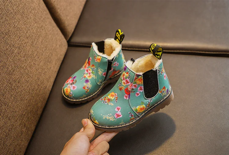 COZULMA ботинки осень-зима для девочек и мальчиков обувь дети цветов модные ботинки детская обувь ребенка малыша Нескользящие Мартинсы с мехом