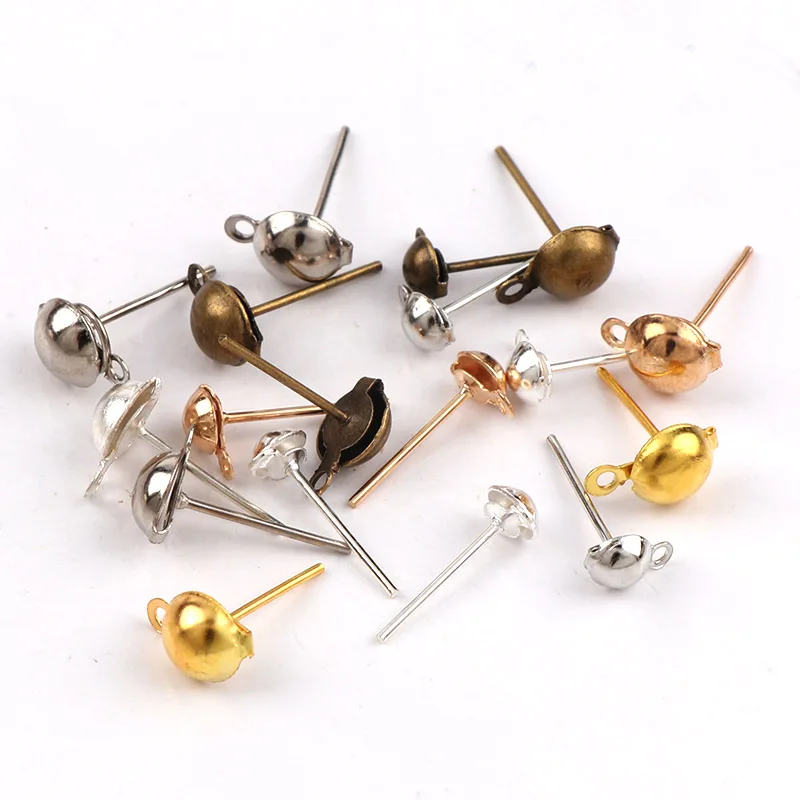 4x7mm Metal Wave board Posts Earrings Pin Needles Earnuts Ear Pad Plugging Back Stopper Setting