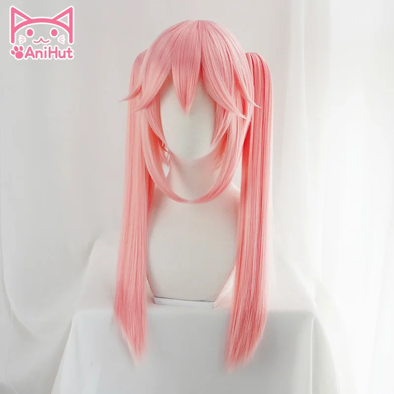 AniHut Tamamo No Mae Bunches Version Fate Grand Order Cosplay Wig Synthetic Pink Women Hair FGO Cosplay Halloween Costumes Hair 