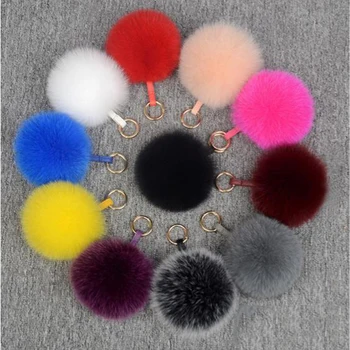 

15cm Fluffy Real Fox Fur Keychain Fur Pompon Key Chain Keyring Pom Pom Keychain Charm Bag Pendant Porte Clef Pompom De Fourrure