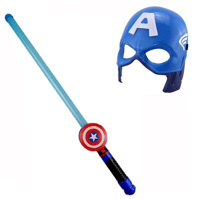 Мальчики, дети, Капитан Америка игрушка, щит, маска, звуковой световой меч, Cos Реквизит для выполнения Хэллоуина плащ игрушки - Цвет: 2