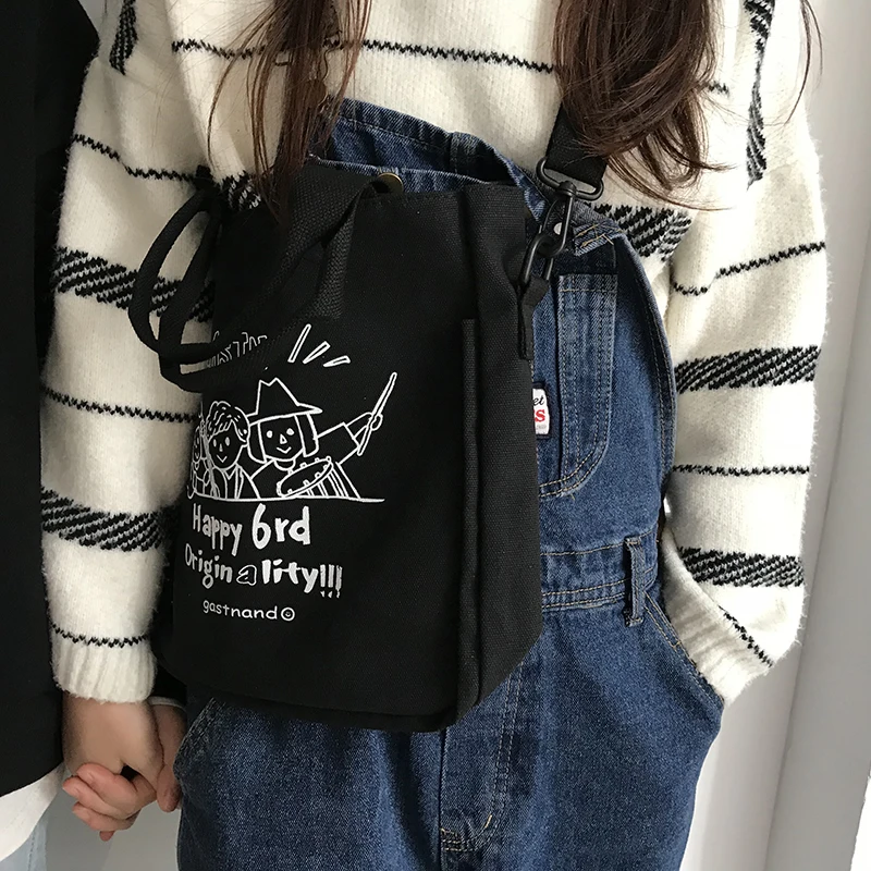 Холщовая Сумка с японским принтом Harajuku Женская Корейская сумка мессенджер ulzzang