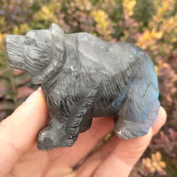 

Natural labrador stone carving bears as home decoration