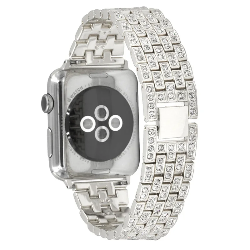 Модные алмаз ремешок для наручных часов Apple Watch, версии 40/44/38/42 мм Для женщин девушки браслет для наручных часов iWatch серии 5 4 3 металлические звеньевые браслеты ремень