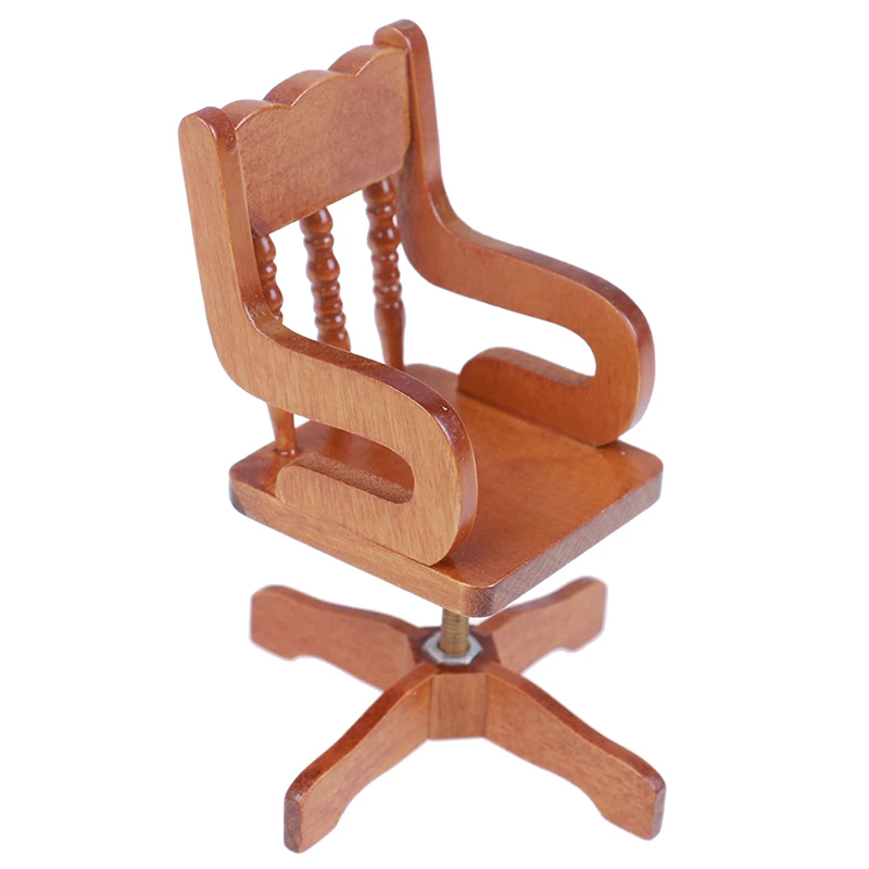 

1/12 Swivel chair Miniature Fluffy Revolving Chair Tulip Chair Desk Chair Model Dollhouse Life Scenes Decor