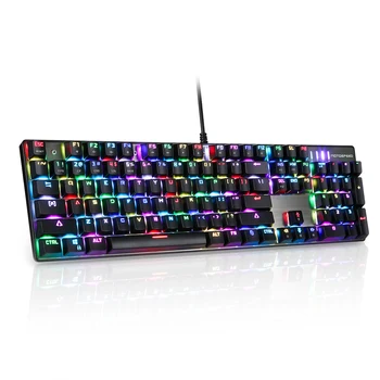 

MOTOSPEED CK104 Mechanical Gaming Keyboard Blue Switches Wired USB Colorful LED Backlit with 104 Keys for Russian