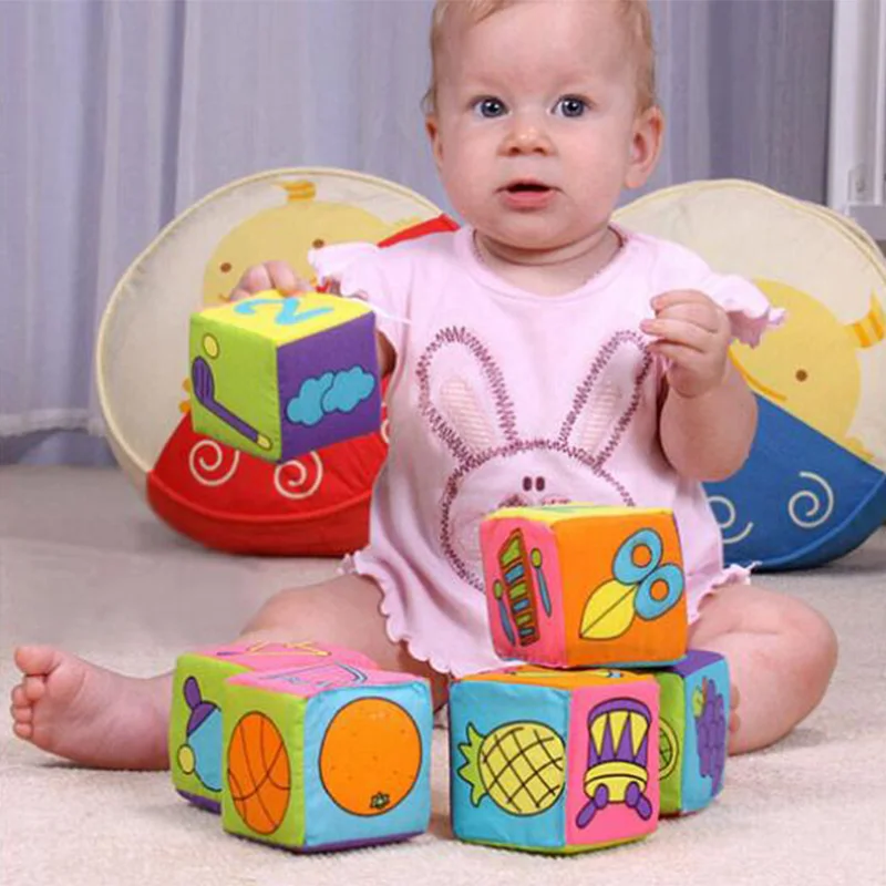 

Baby toys 0-12 Months Cloth Building Blocks Embroidery Number Animals Stuffed Doll Soft Cubes Rattle Toy Educational Toys 02N