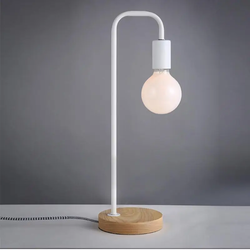 

SOLLED Creative Bedside Dormitory Reading Table Lamp Iron Design Wood Base Stand Simple Decoration Home Desk Night Lamp