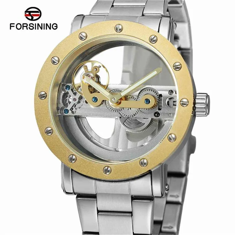 

FORSINING Mens Watches Military Sport Clock Male Top Brand Luxury Skeleton Bridge Clocks Automatic Mechanical Men Watch Hot 0410