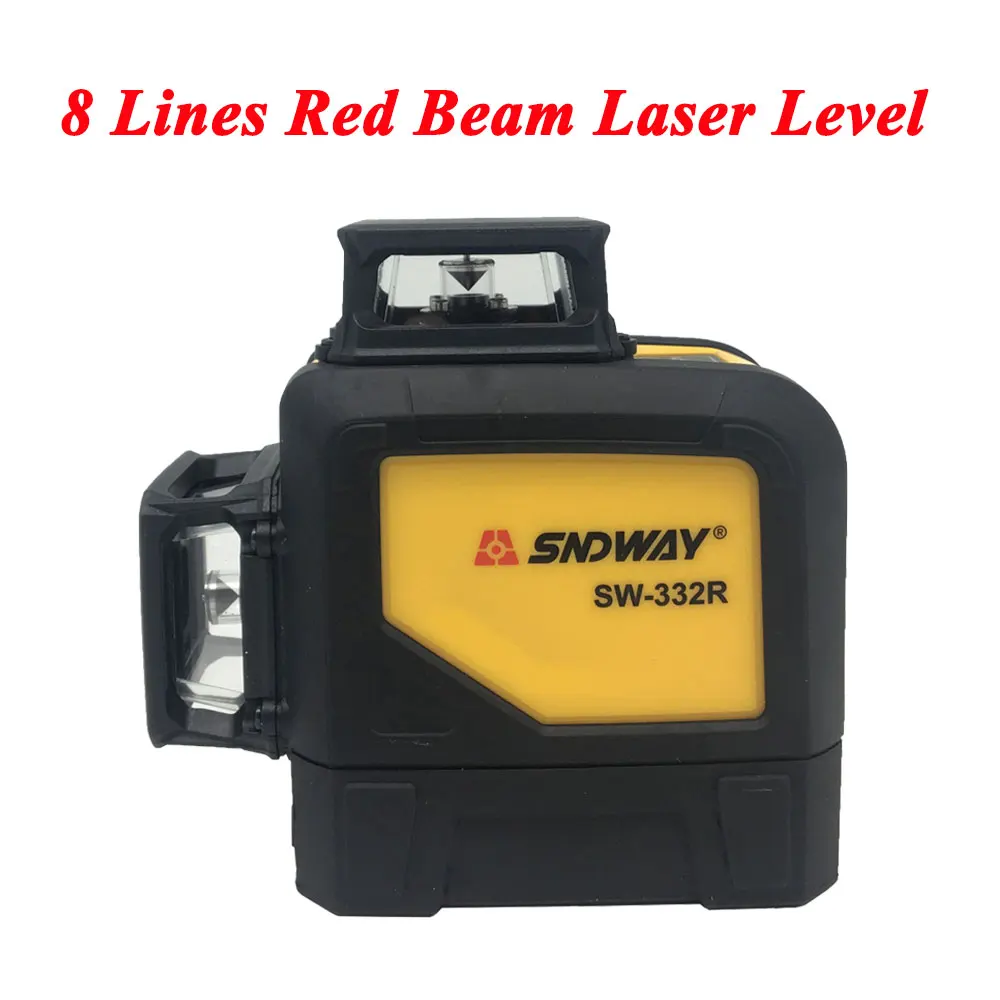 Sndway 8 линий 2 линии лазерный уровень зеленый/красный луч вертикальный и горизонтальный Высокая точность 3D автоматический самонивелирующийся лазерный уровень - Цвет: 8 lines red beam