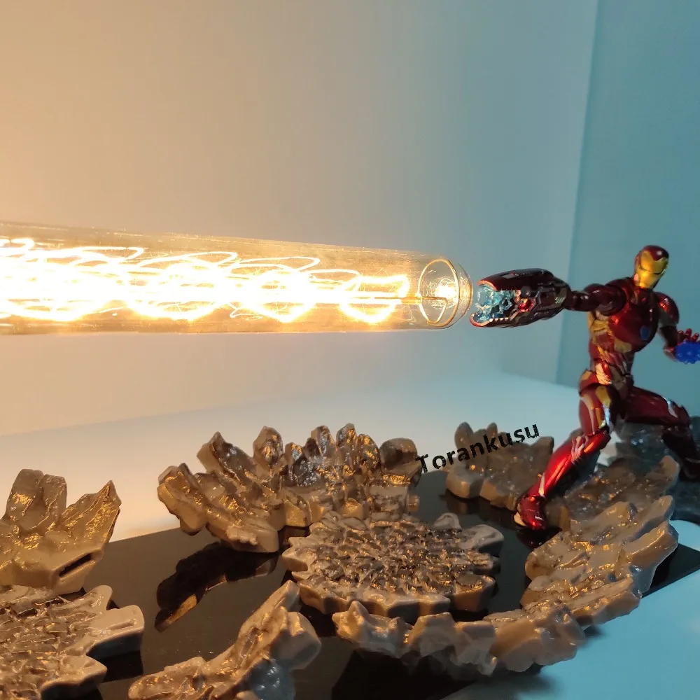 Мстители Endgame Железный человек MK50 лазерная пушка светодиодный светильник Фигурки игрушки Аниме фильм Avangers 4 Железный человек Endgame фигурка сцены