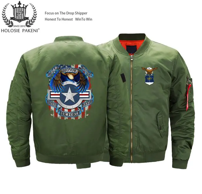 Дропшиппинг США размер унисекс мужчины U.S. Air Force Honor Eagle Flight MA 1 куртка с принтом