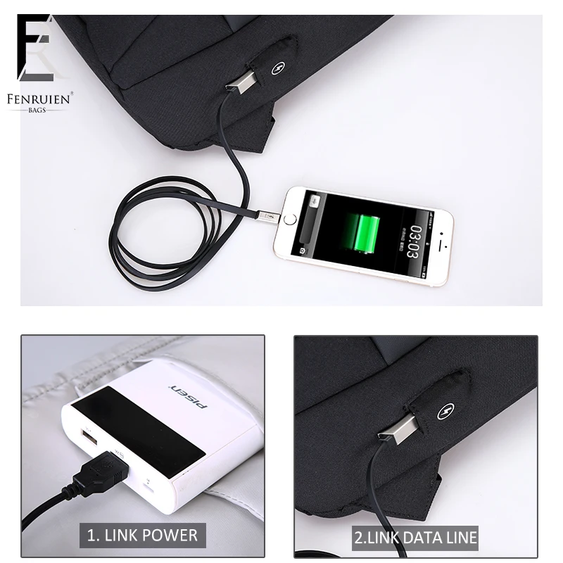 FENRUIEN мужской Солнечный рюкзак с питанием зарядка через Usb Противоугонный 15 6