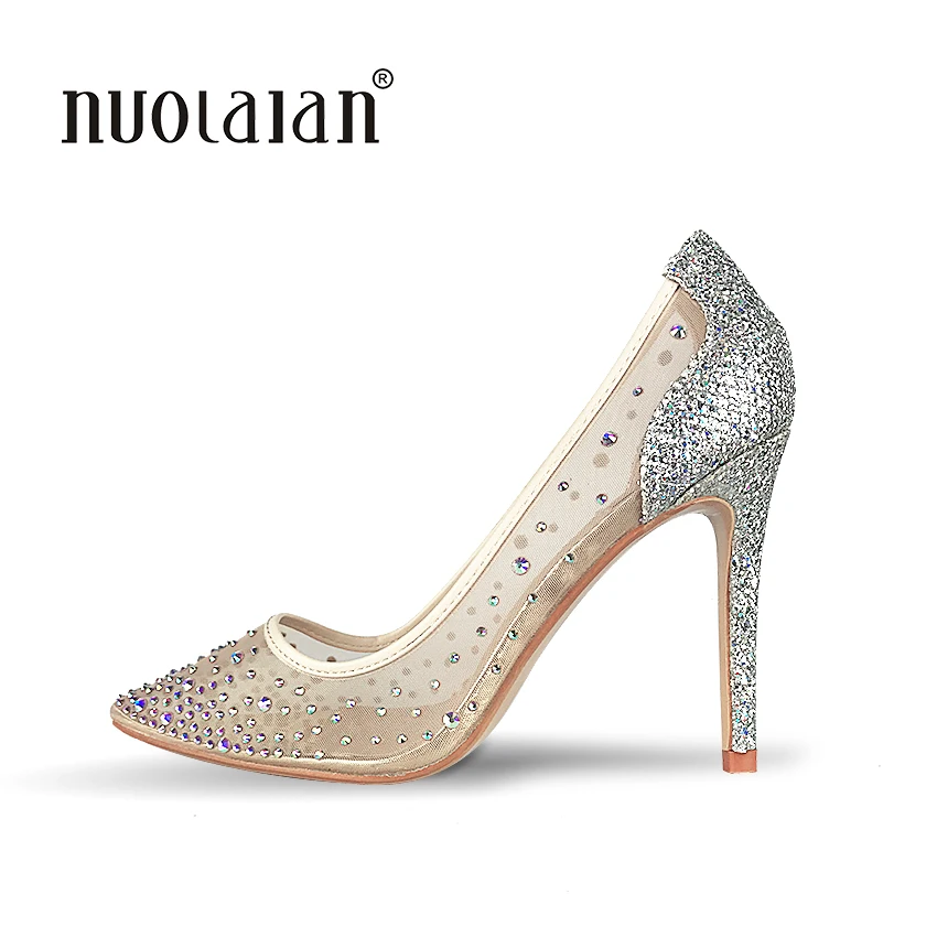 Najtaniej Najwyższej jakości wysokie obcasy buty 2018 kobiety pompy Sexy Pointed Toe dżetów Party ślubne damskie buty