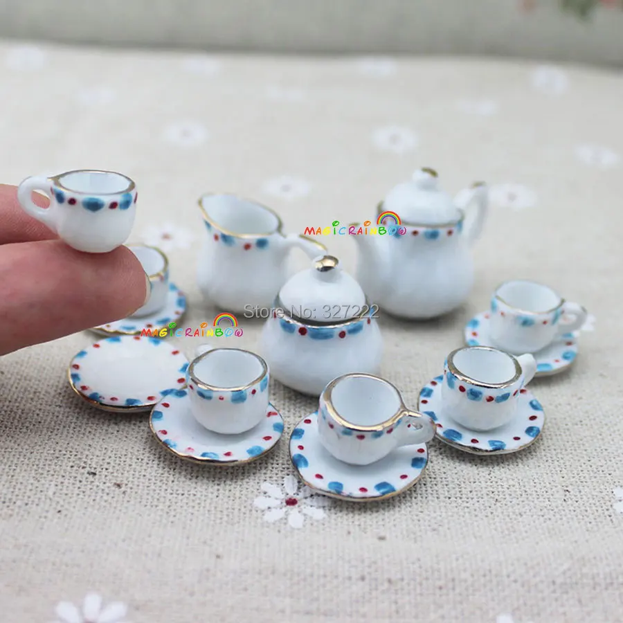 Miniature Coffee Set in Red Pot /& 4 Cups 1:12 scale
