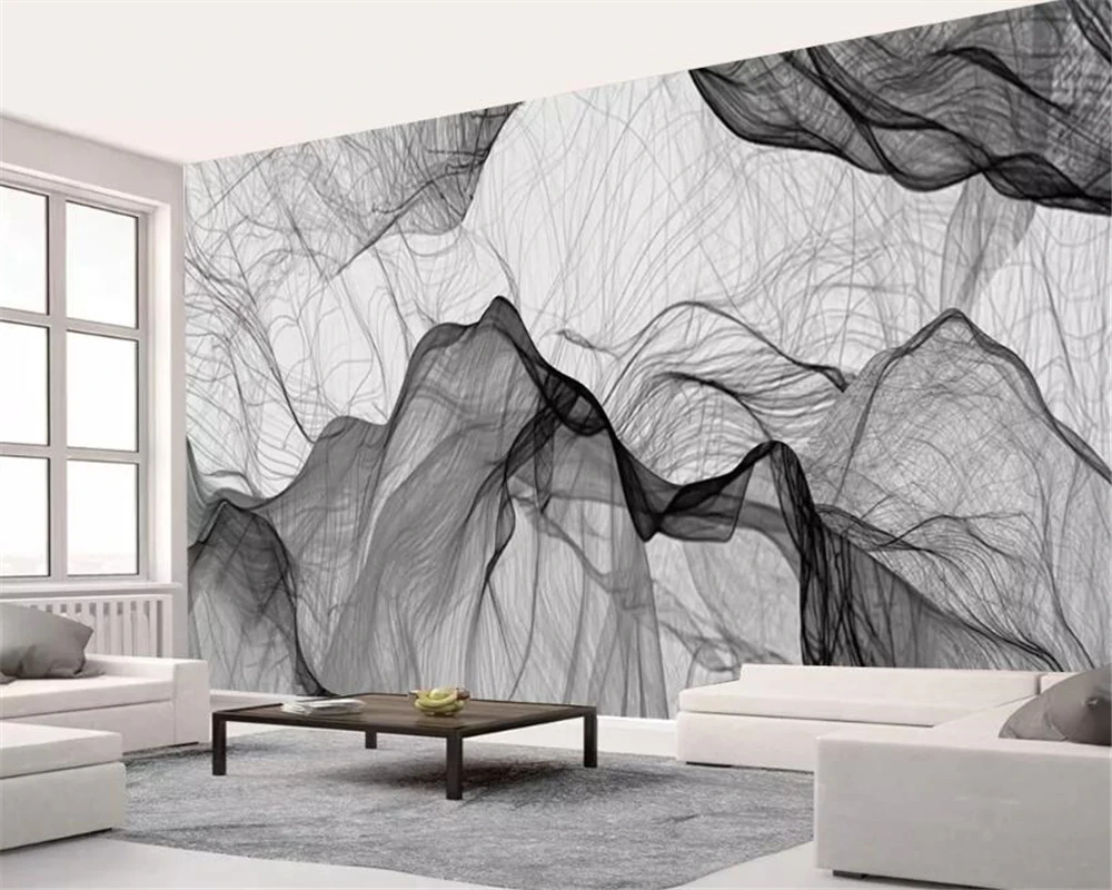 Beibehang カスタム壁紙壁画抽象黒と白の風景煙ヨーロッパ人格の背景の壁の絵の壁紙 Wallpapers Aliexpress