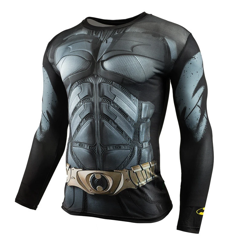 

Batman Dark-Knight 3D Printed T shirts Compression Shirt Cosplay Costume Long Sleeve Tops For Men Milk Silk Fabric