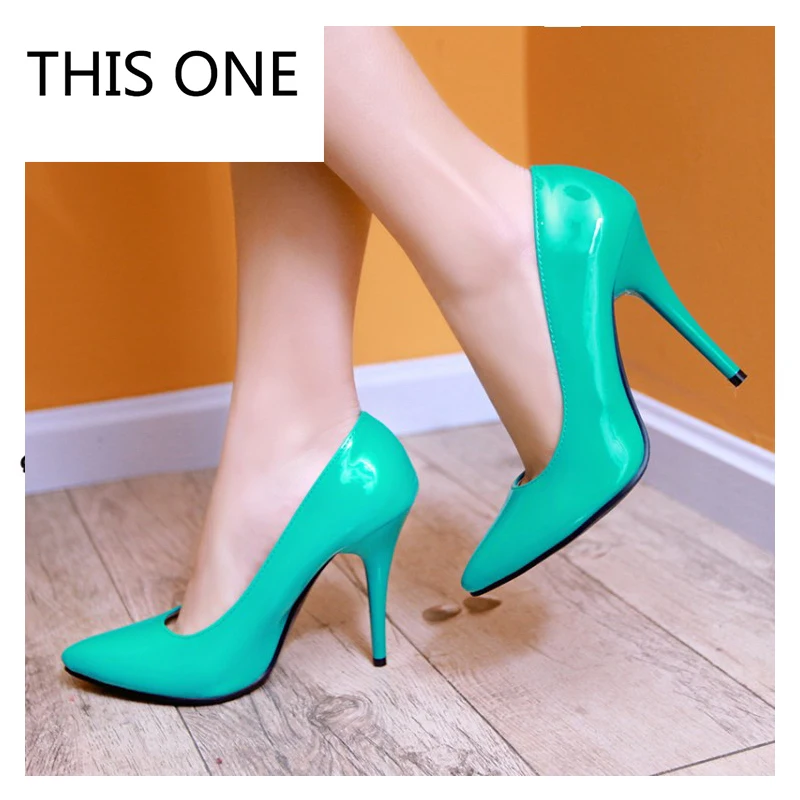 Mode red Cuir Femme De Chaussures Bout Dames yellow Verni New Sur Beige Sexy Hauts En Pointu Slip Ol Vente 5 Talons Chaude Cm Femmes green pink Pompes 2018 10 black blue 6O7x8vf