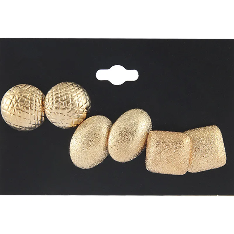 

New Super Value Exquisite Design Fashion 3Pair/Sets OL Temperament Round,Square Charm Stud Earring Sets Jewelry For Women