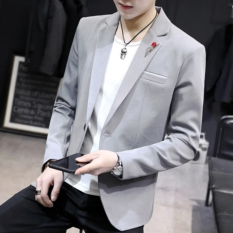 Весенне осенний Новый повседневный мужской костюм в Корейском стиле Veste Homme