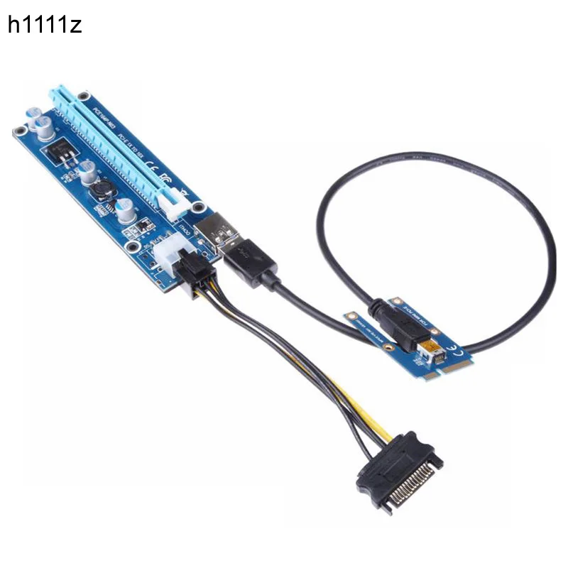 

60cm USB 3.0 Mini PCI-E to PCIe PCI Express 1x to 16x Extender Riser Raiser Card Adapter SATA 6Pin Power Cable for BTC Mining