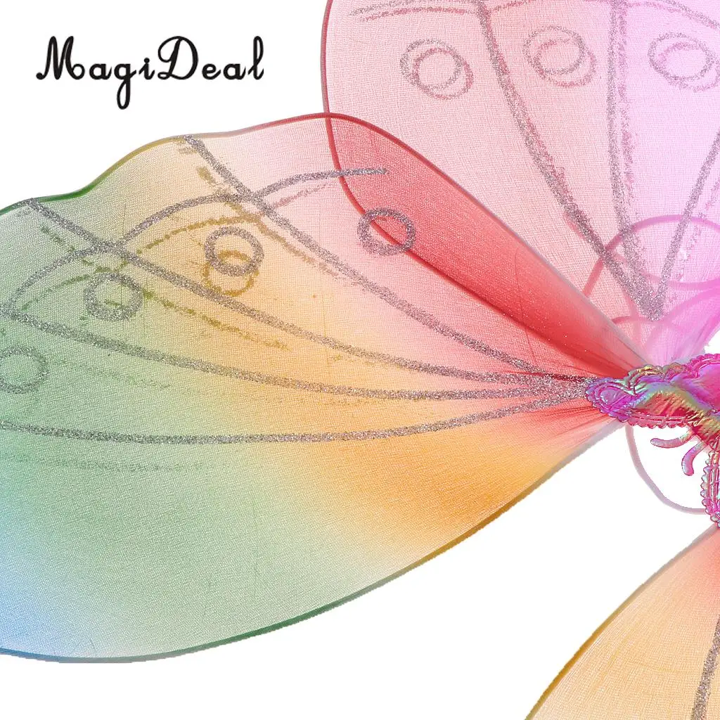 Girls Fairy Butterfly Wing Rainbow Children Birthday Party Fancy Dress Up