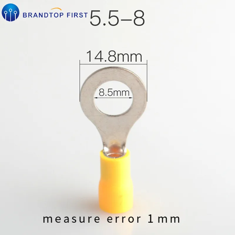 RV5.5-4 RV5.5-6 RV5.5-8 RV5.5-10 RV5.5-12 желтый кольцо изолированный терминал кабель обжимная Клемма костюм кабель разъем провода - Цвет: RV5.5-8