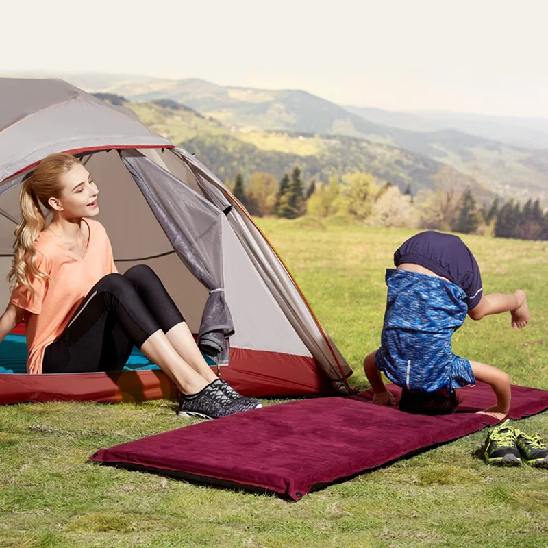 Hewolf High Quality Suede Portable Single Inflatable Mat Splicable Outdoor Camping Picnic Sleeping Pad Floding Tent Bed | Спорт и