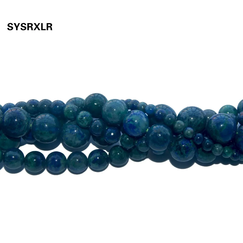 Бесплатная доставка Chrysocolla Азурит круглый рыхлый натуральный камень бусины для