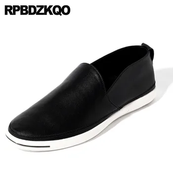 

Loafers Summer Genuine Leather Black Driving Runway Flats British Style Slip Resistant Luxury Fashion Men Shoes Brand Walking