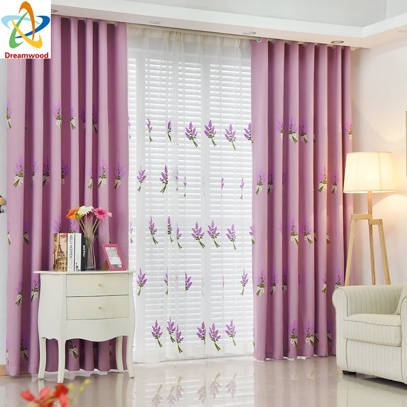 

Dreamwood High quality Modern Room window curtains luxury purple linen blackout living room ready made curtains with sheer