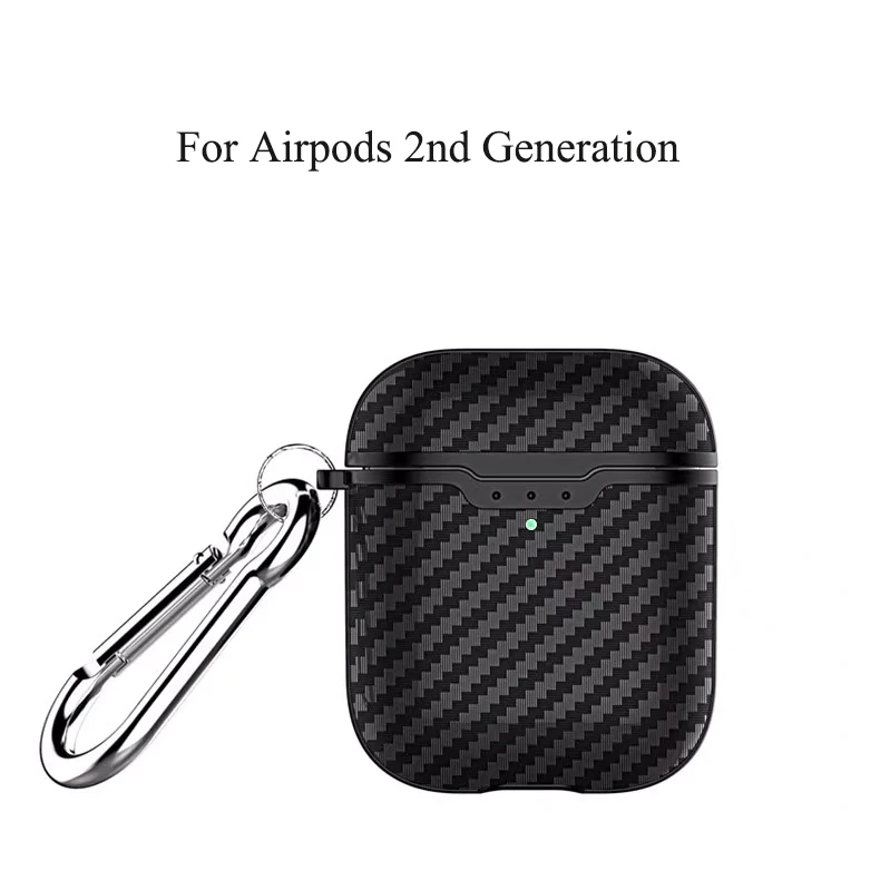 Чехол для наушников из углеродного волокна для Airpods 1 2 чехол Деловой Мягкий ТПУ полный защитный чехол для Airpods 2 Чехол Мягкий чехол - Цвет: Black For Airpods 2