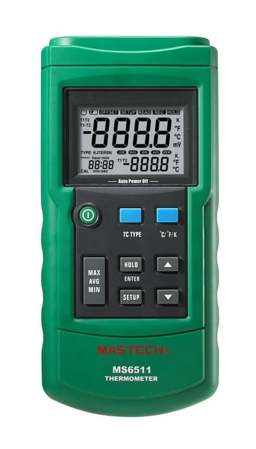 

Hot MASTECH MS6511 Digital Thermometer Temperature Logger Tester USB Interface K/J/T/E/R/S/N Thermocouple