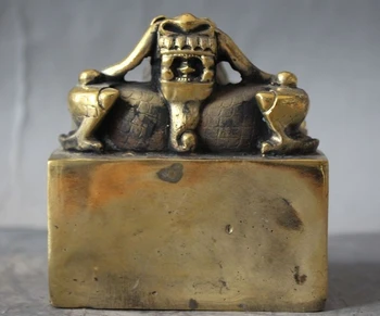 

Old Chinese Brass Fengshui Zodiac Animal Dragon Statue royal Seal Stamp Signet