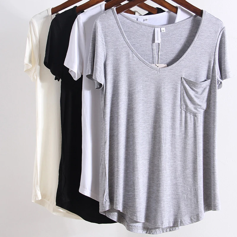 

2017 summer tops t-shirt women tops plus size white women clothing 4XL blouses crop tops v neck modal shirts 5561