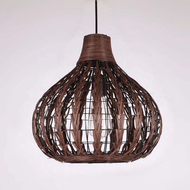 County Ratten Pendant Light Wicker Handmade Hanging Pendant Lamp Retro Vintage Drop Light Restaurant Cafe Pendant Lights for Home (10)