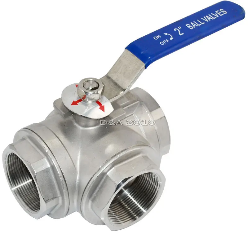 

2" 3 Way Female BSPT 316 SS Type T Mountin Pad Ball Valve Vinyl Handle WOG1000 Valves