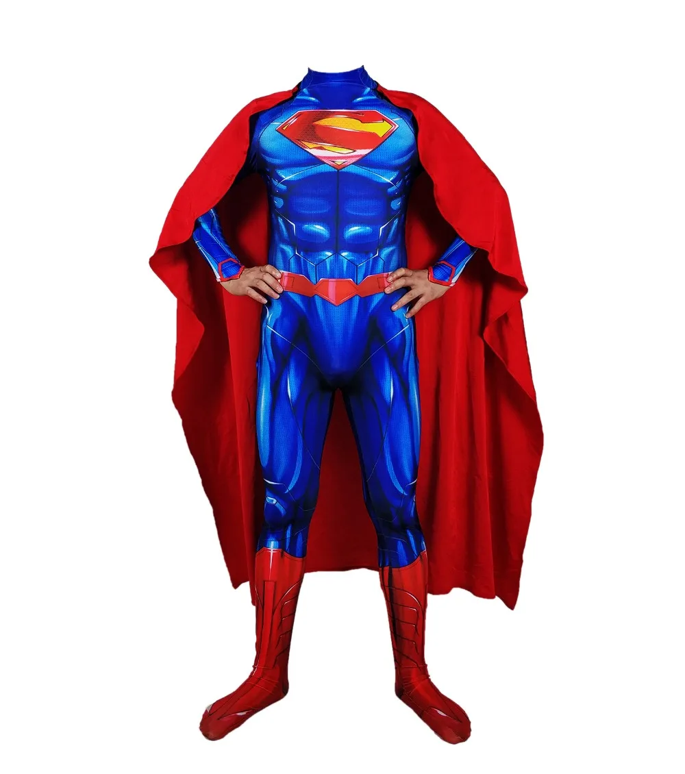 

Super hero New 52 Superman Cosplay costume Superhero Bodysuit 3D Printting Lycra Spandex Zentai Halloween Party suit