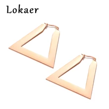 Lokaer треугольные трапециевидные Pendientes Mujer Moda серьги золотого цвета из нержавеющей стали в стиле панк E18066