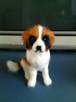 

simulation squatting Saint Bernard dog 13x10cm dog model toy polyethylene & furs resin handicraft decoration toy gift a2365