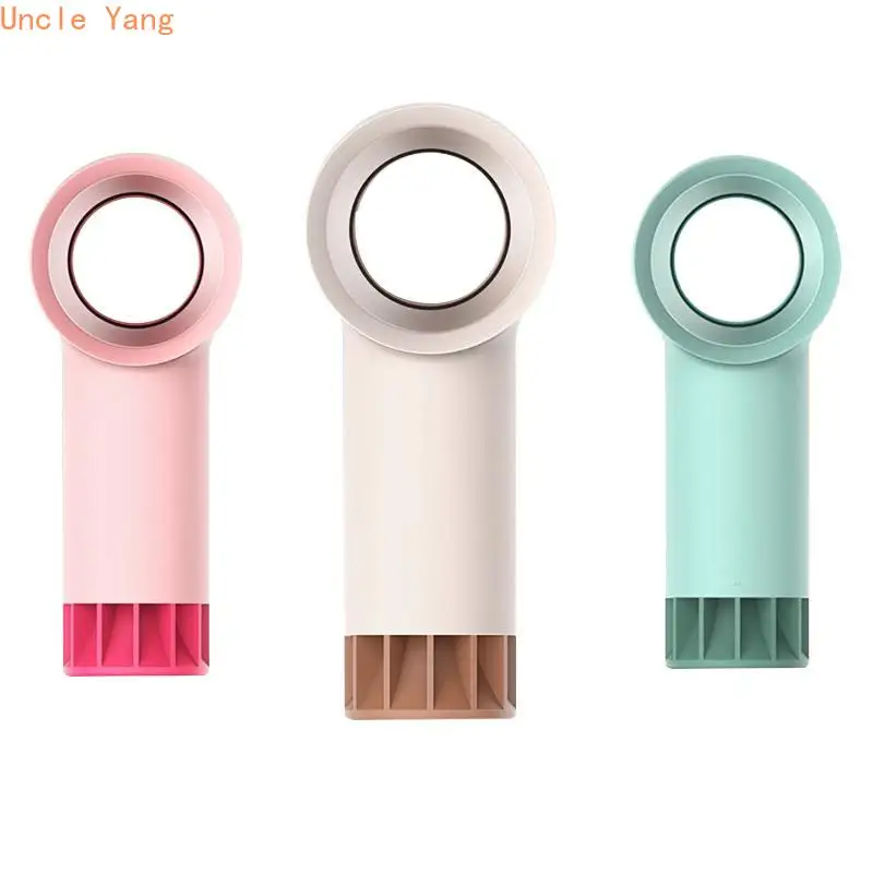 

USB Handheld No Blade Fan Handheld Mini Cooler No Leaf Handy Fan With 3 Fan Speed Level LED Indicator Mini Desk Bladeless Fan