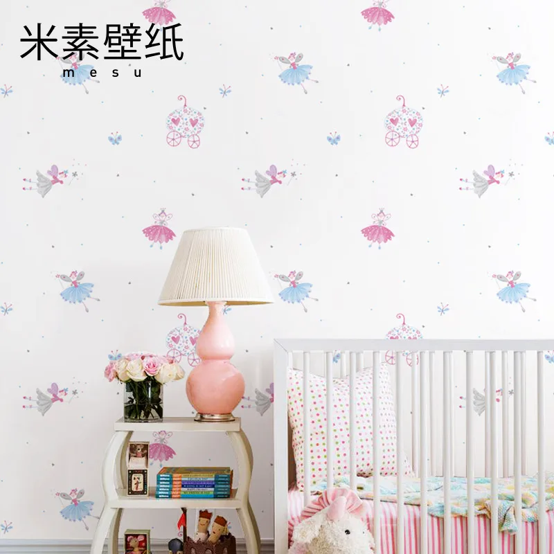 

2017 Papier Peint De Parede Pintado Rice Element Children's Bedroom Wallpaper Pure Paper Boy Cute Cartoon Girl Little Fairy