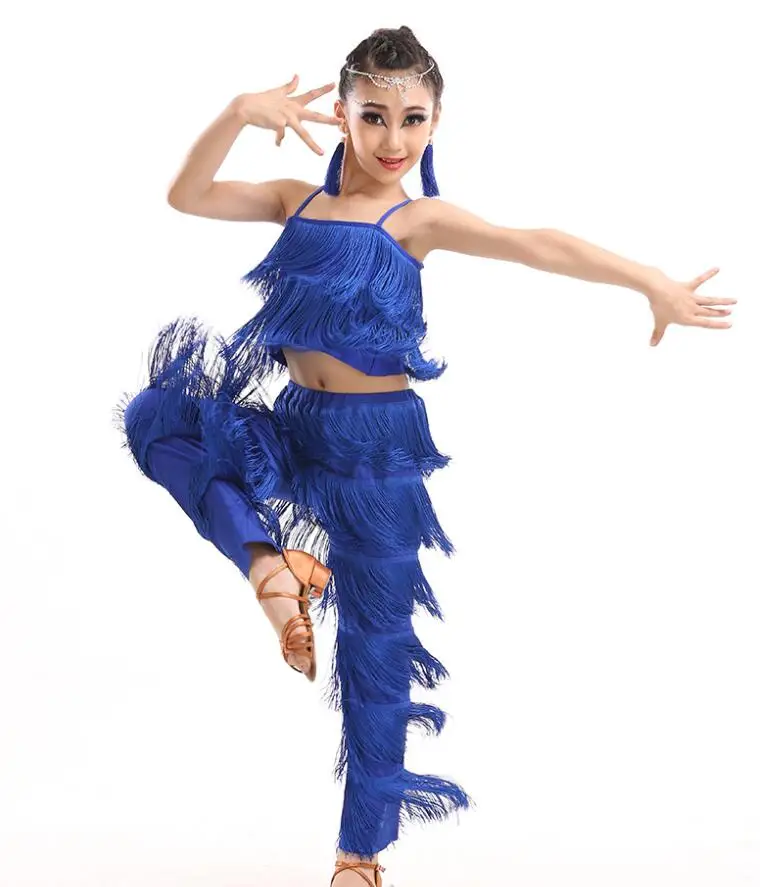 Latin Dance Dresses For Sale Ballroom Plus Size Fringe Tassel Dress Pants Sequin Fringe Salsa Samba Costume Kids Girls