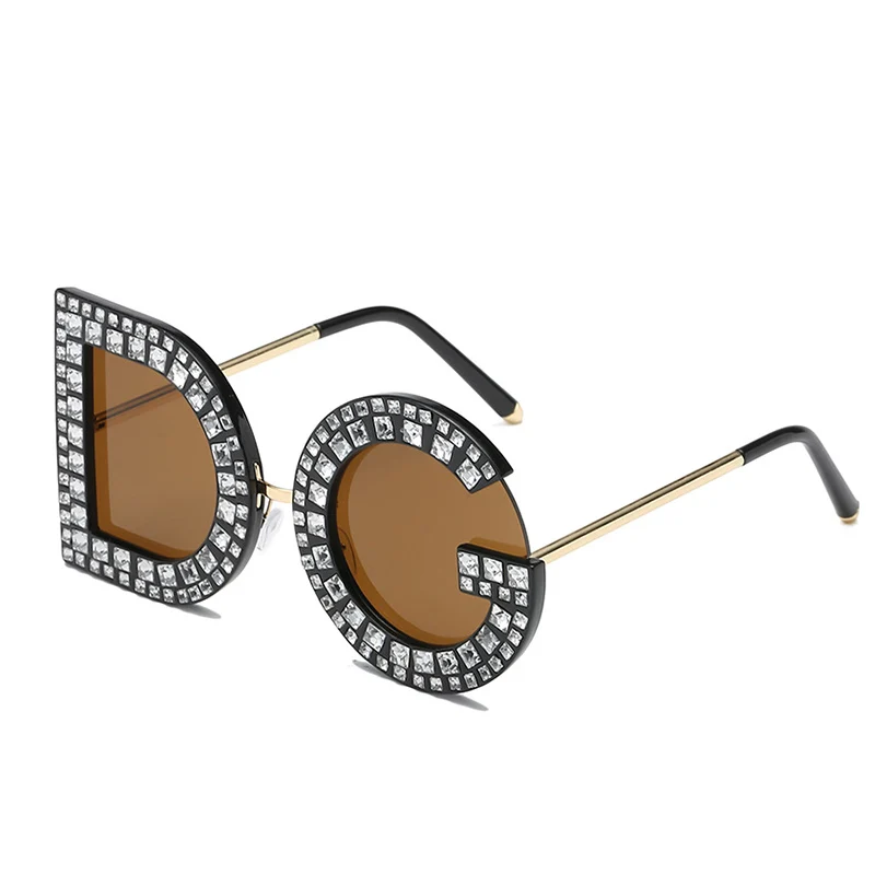 Новые тенденции Алмазный Круглые Солнцезащитные очки Для женщин Элитный бренд Кристалл Солнцезащитные очки женские Высокое качество Люнет де солей femme