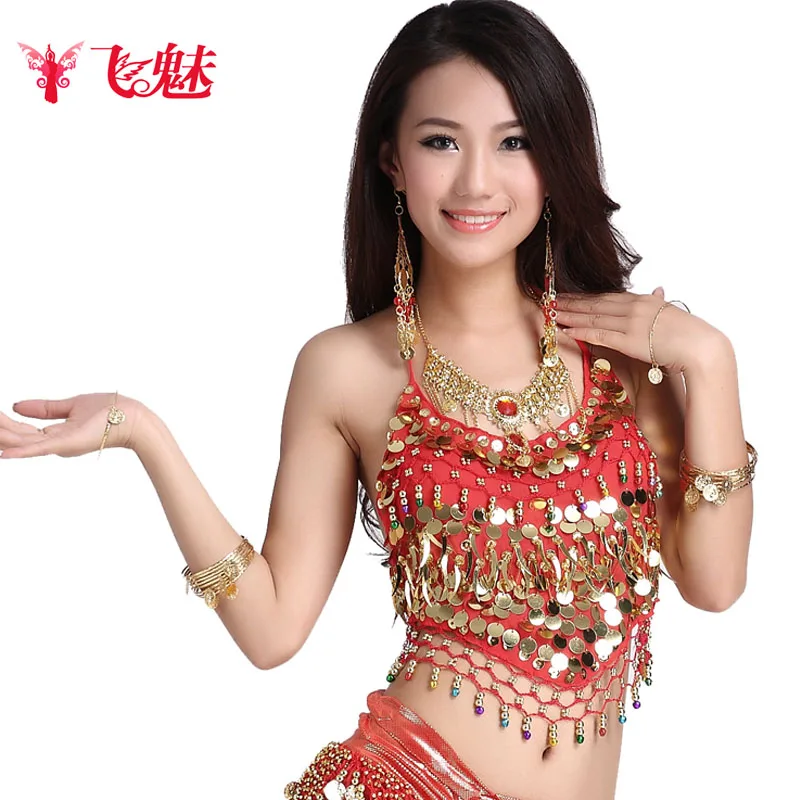 

Women's Belly Dance costume top indian dance Small pepper sequins bra top belly dancing chiffon bras