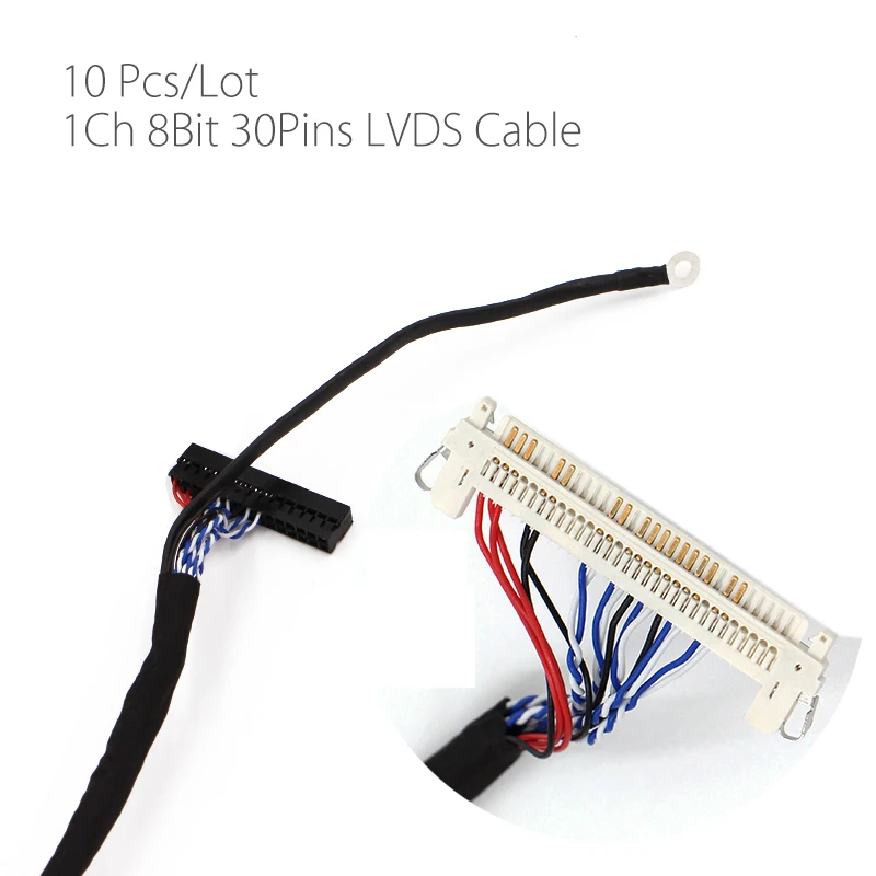 

10Pcs/Lot 400mm LVDS Cable FIX-30P-D8 1ch 8-bit 30 pins 30pin single 8 line For lcd led panel monitor 2 models