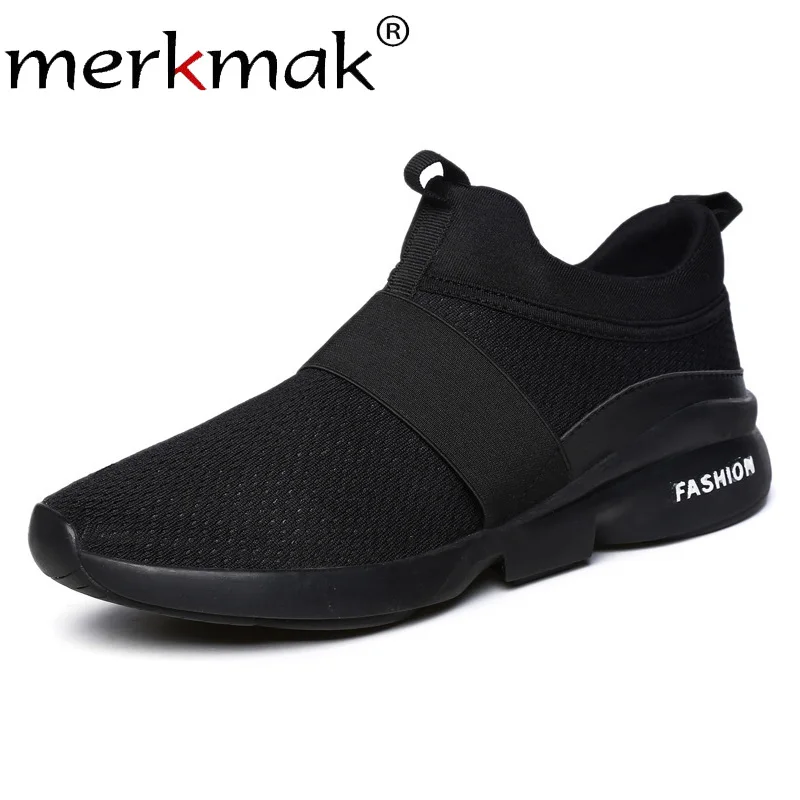 

Merkmak Summer Mesh Sneakers Men Fashion Splice Soft Breathable Outdoor Men's Shoes Lace Up Anti-skid Casual Mens Footwear Flat