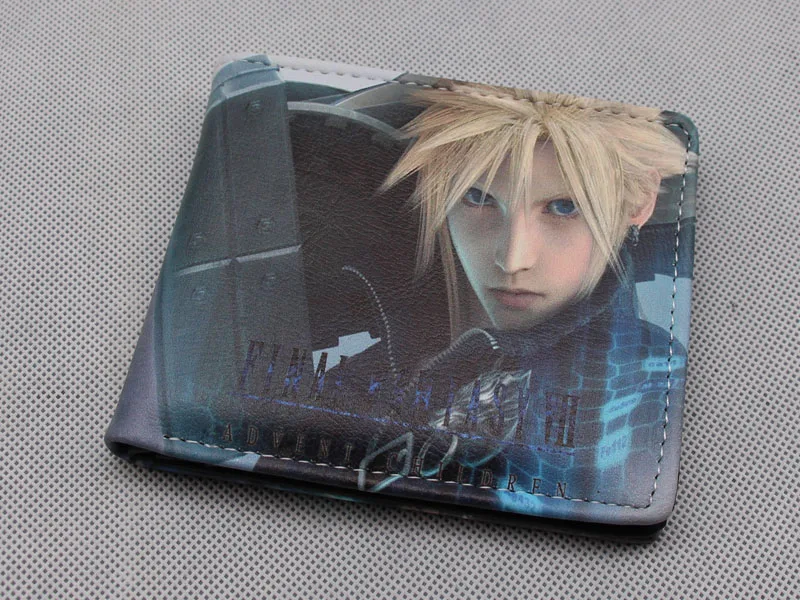

Final Fantasy VII Bifold Short Wallet Lightning Cloud Strife Unisex Cartoon Hasp Short Wallets Photo Card Holder Purse